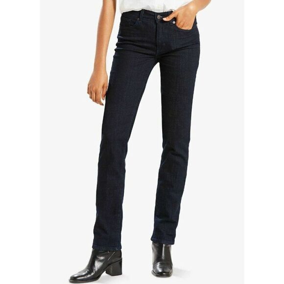 Levi's 505 Straight Jeans Women's 26 Short Dark Navy Blue Super-Stretch Mid-Rise - Picture 12 of 12